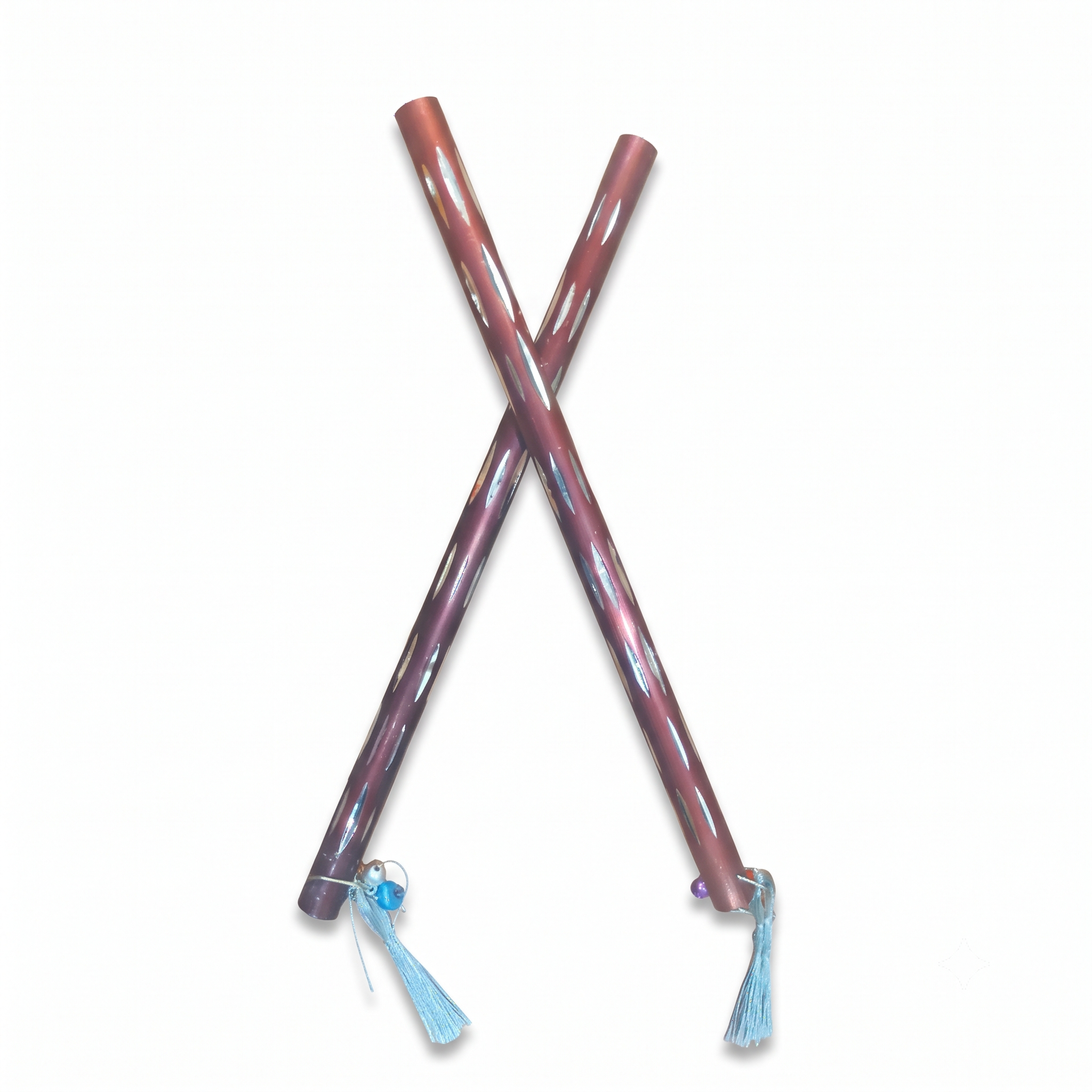 Handcrafted Metallic Brown Dandiya Sticks with Tassels (Pair)
