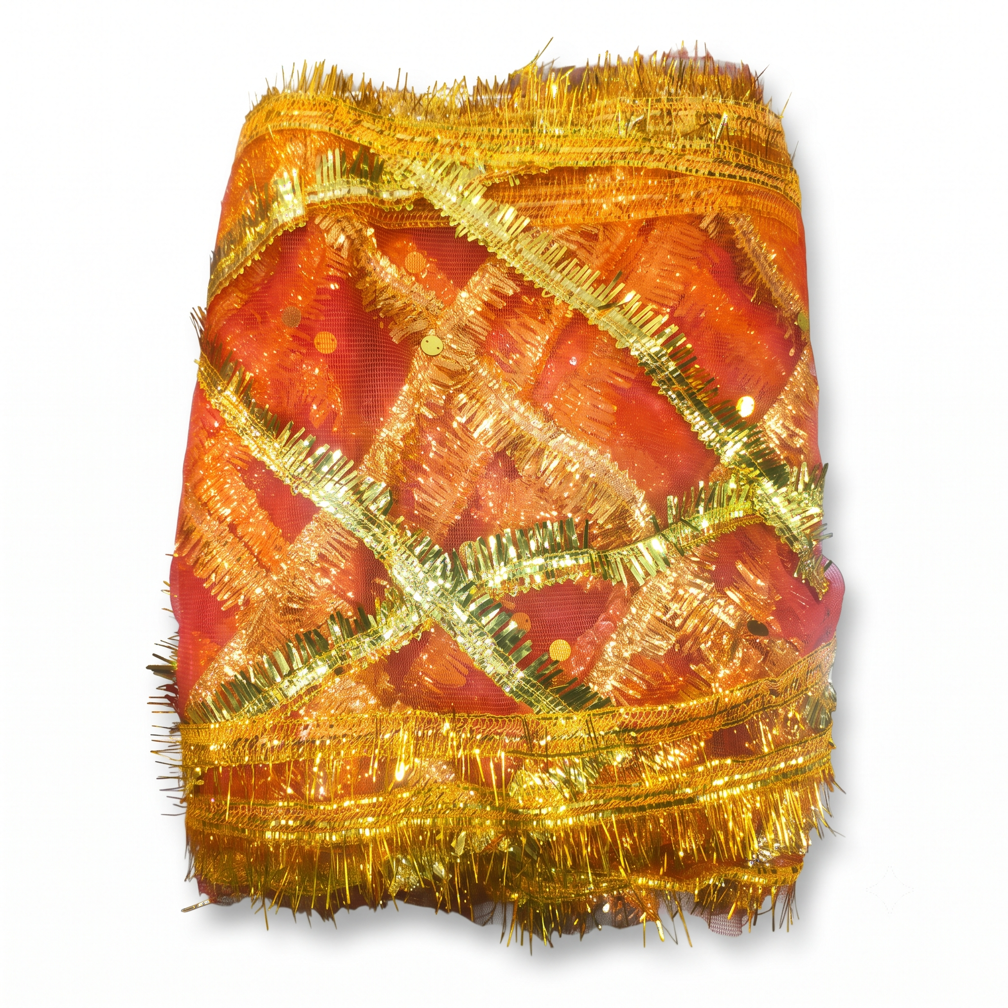 Red and Gold Designer Mata Rani Chunri with Gota Patti Lace
